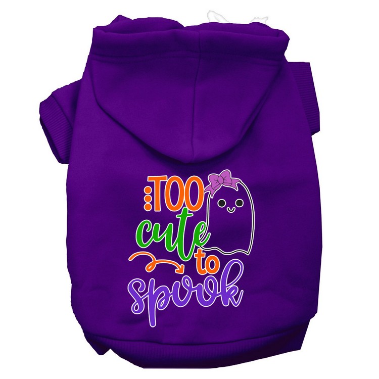 Too Cute to Spook-Girly Ghost Screen Print Dog Hoodie Purple M